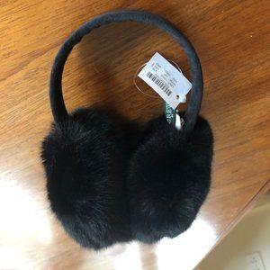 J Crew Faux Fur Ear Muffs in Black, NWT (H3644)
